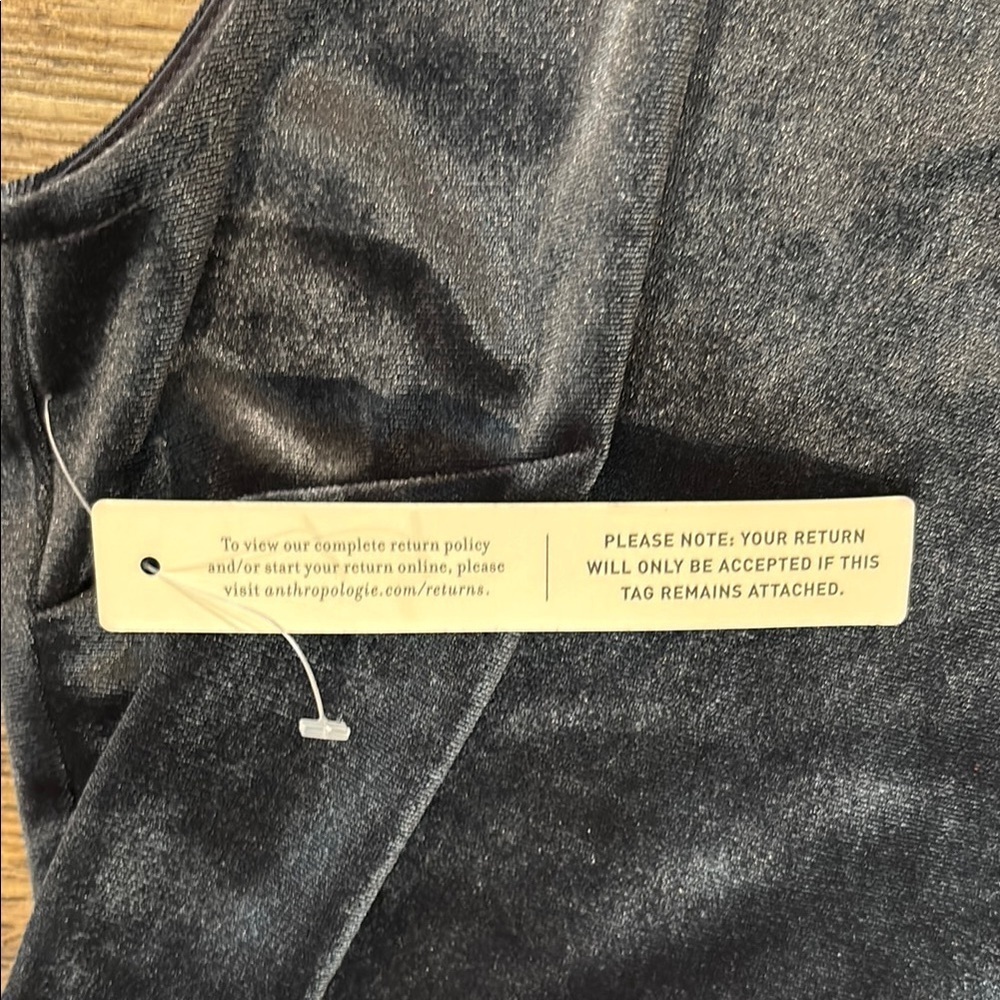 Anthropologie Blue Velvet Feathered Mini Dress Size Small Sunday in Brooklyn NWT - Picture 4 of 15